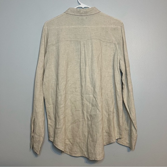 Falls Creek Linen Rayon Button Up Shirt Neutral Beige Sz L Minimalist Natural - Picture 9 of 10